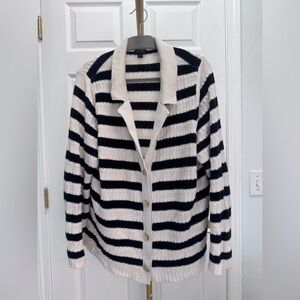 J. Jill Black and Cream Striped Cardigan | Size L